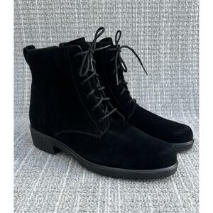 Munro Finnley Black Suede Boot Water-Resistant Lace-up Ankle Boot Women Size 8.5